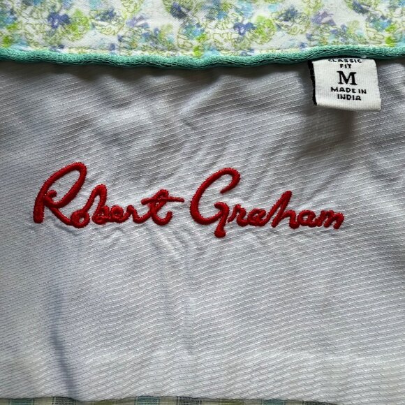 Robert Graham Size M Blue & Green Check Classic Fit Long Sleeve Button-Up Shirt - Picture 9 of 16